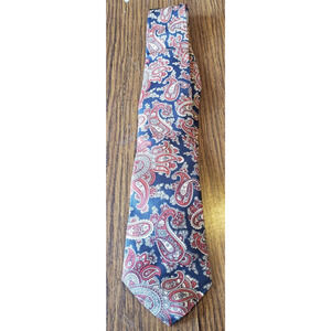 Jonathan Bennett Blue and Red Paisley Silk Necktie Tie